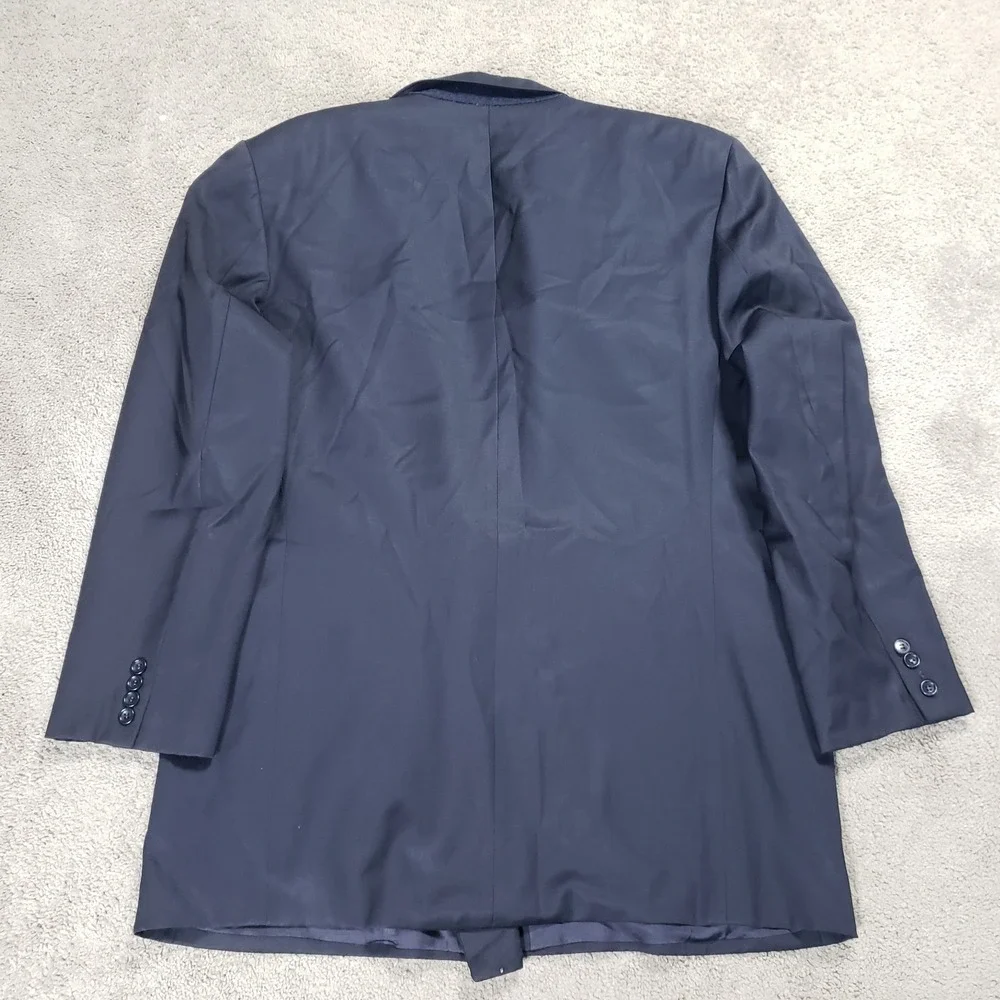 Vintage Hugo Boss Blazer Mens 48L Black Double Breasted Wool Peak Lapel Jacket